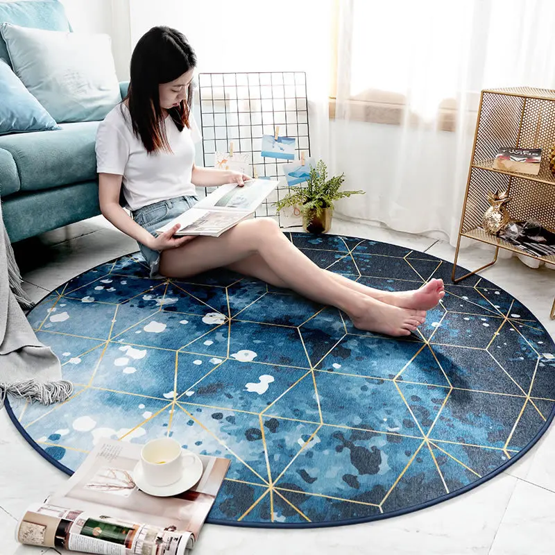 

Europe Type Geometric Round Carpets For Living Room Bedroom Area Rugs Children Room Computer Chair Floor Mat Cloakroom Carpet
