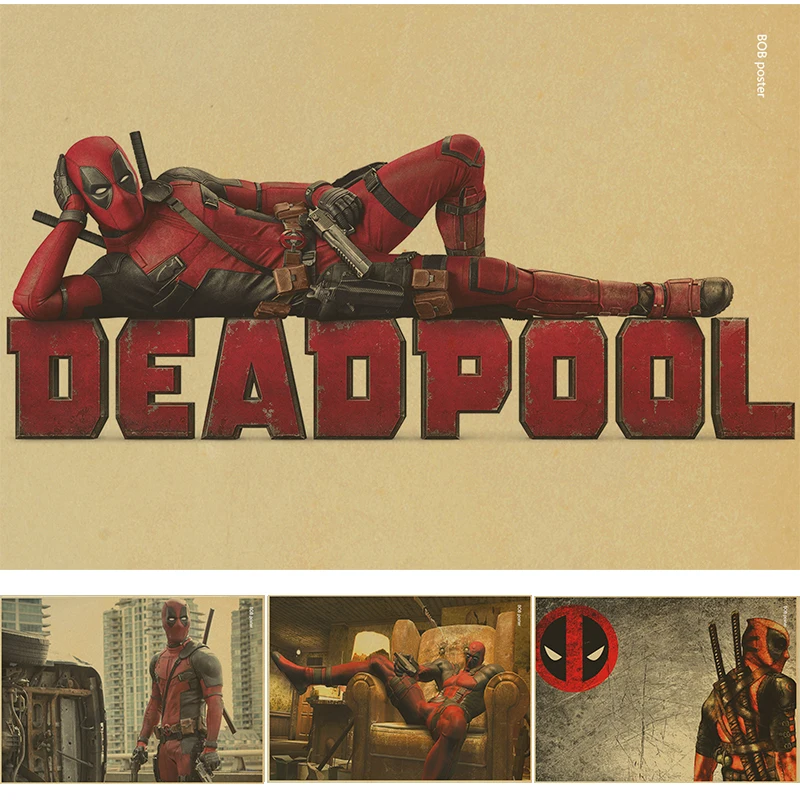 

Vintage poster marvel deadpool poster Wall stickers for kids rooms pegatinas de pared de superheroes superhero stickers