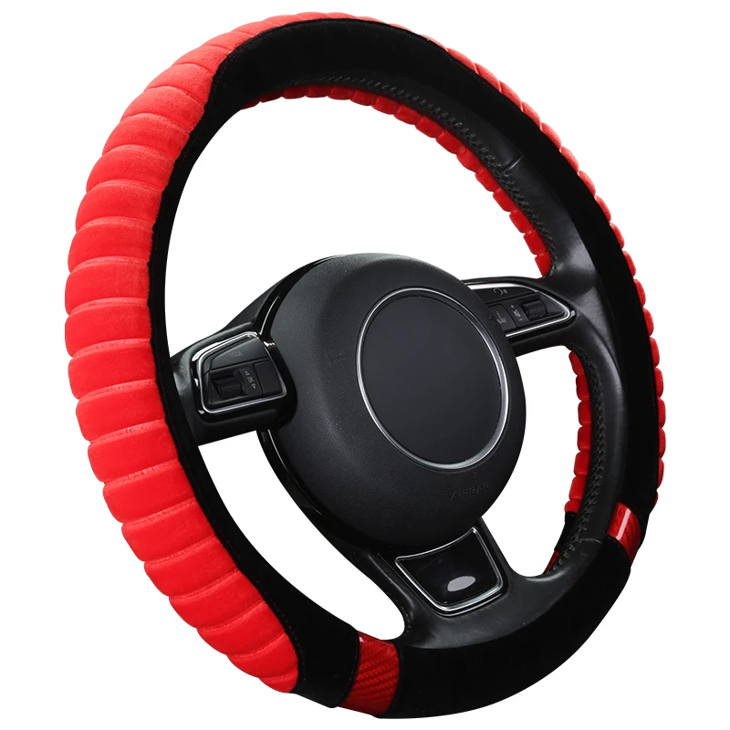 

KKYSYELVA Winter Car steering wheel cover Warm Plush Steering-wheel Protector Cover 38cm Interior Accessories