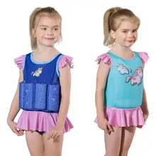 Megartico Float Suit with Adjustable Buoyancy Ruffled girls one piece swimsuit unicorn kids swimwear boys life jacket