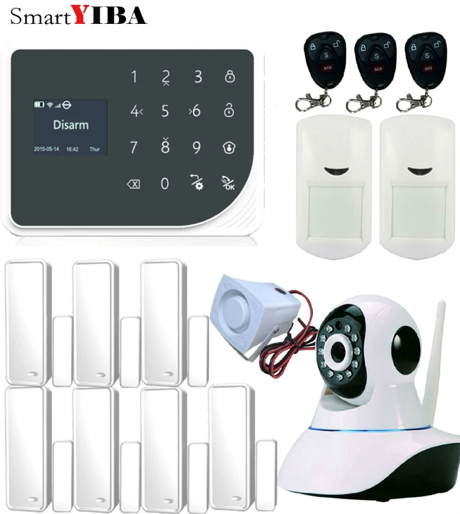 

SmartYIBA GSM WIFI GRPS Alarm Systems Security Camera Surveillance Smart Burglar Home Alarmes Kits 433Mhz Sensors Alarm