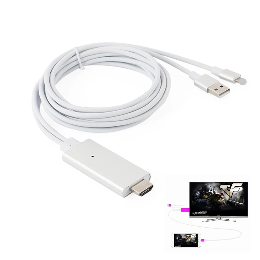 High Speed 8 Pin To HDMI HDTV AV Cable For iPhone 5 5S 6 6S Plus