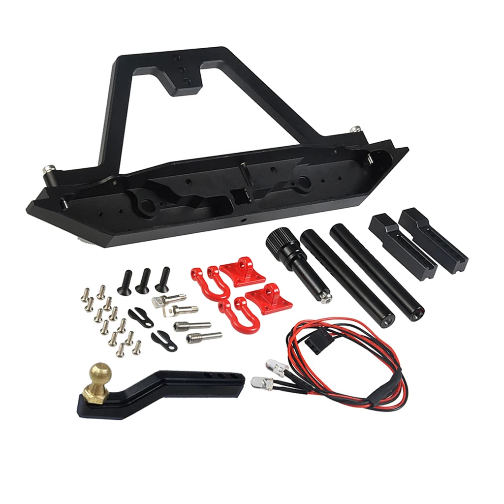 

Metal Rear Bumper with Light & Trailer Hook for 1/10 RC Crawler Truck Car Axial SCX10 & SCX10 II 90046 Traxxas TRX-4 TRX4