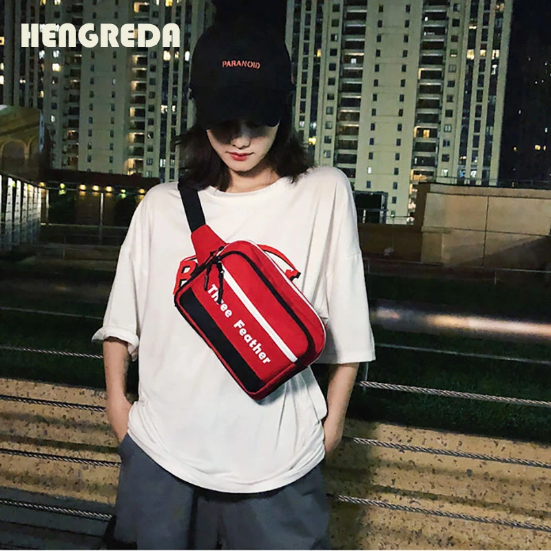 

2019 Women`s Belt Bag Harajuku Waist Bag Hip-hop Print Letter Fanny Pack Hengreda Hip Bag Crossbody Pocket Banana Color for Men
