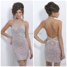 Modische Bling Bling Halter Vestidos De Fiesta Shiny Homecoming Kleider 2016 heißer Verkauf Backless cocktailkleid TW52