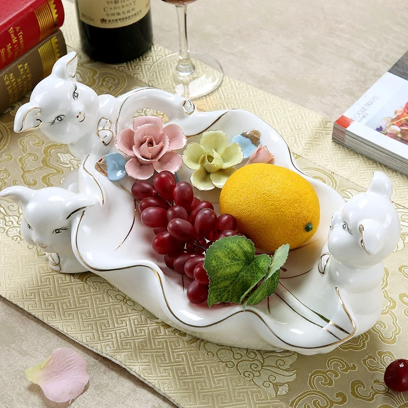Goede Keramische wit piggy gedroogd fruit Snoep Opslag gerecht Dessert Snack salade home decor bruiloft decoratie handwerk beeldje