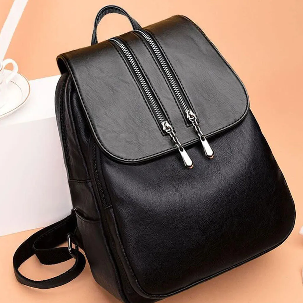 Модный рюкзак для путешествий, корейский женский рюкзак для отдыха, Студенческая школьная сумка, мягкая женская сумка из искусственной кожи высокого качества - Цвет: Black