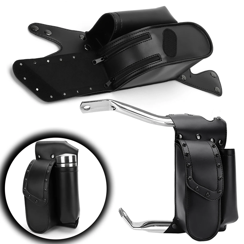 Motorcycle Saddle bag Guard Bag Crash Bar Bag with Water Bottle Holder For Touring Road King