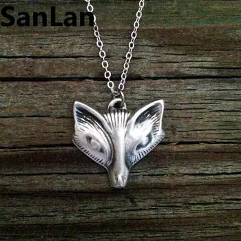 

20pcs Lovely Woodland Jewellery Very beautiful animal necklace antique silver plated Fox Necklace women gift SanLan