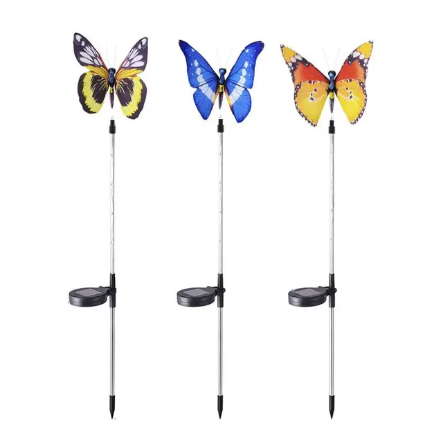Cheap Solar Powered LED Lights Garden Stake Lantern Butterfly Outdoor Landscape Lamp Yard Colored Decor