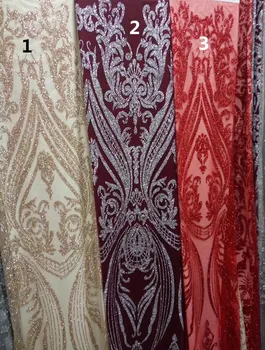 

Luxury Gold silver glitter African tulle mesh lace fabric best quality nigerian embroidery net lace fabric