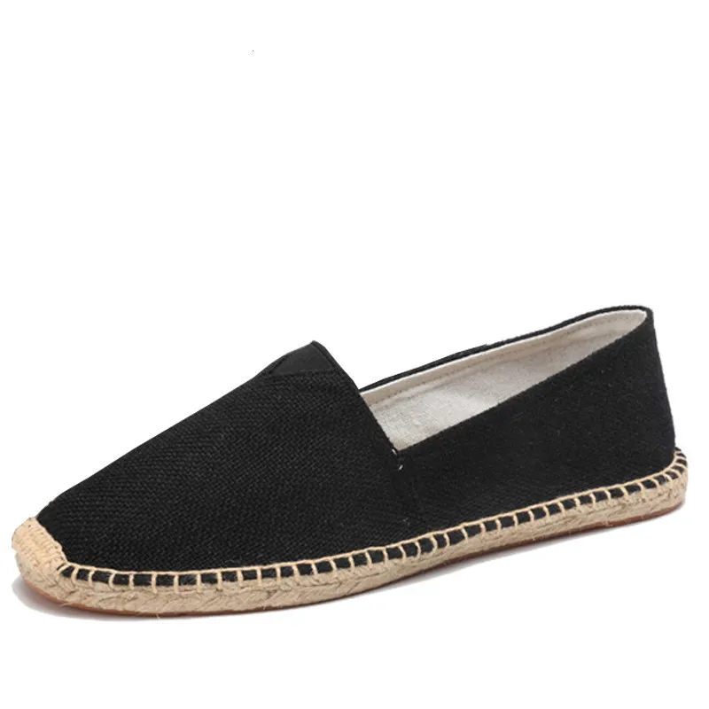 

WDHKUN Hemp Wrap Mens Shoes Spring Espadrilles Men 2019 Canvas Shoes Men Breathable Men's Loafers Slip On Solid Black White