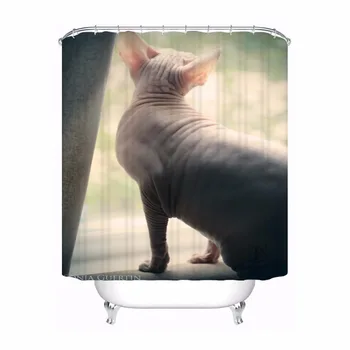 

Custom Canadian Hairless Cat Bathroom Acceptable Shower Curtain Polyester Fabric Bathroom Curtain #180318-37-25