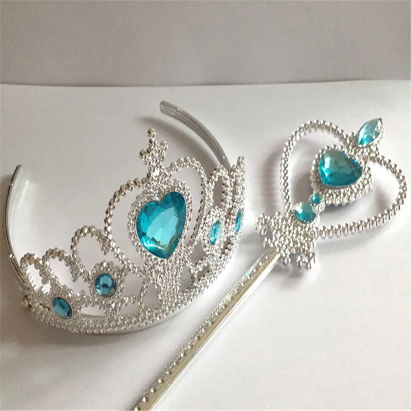 

1 Set Elsa Anna Princess Crown Cosplay Vendas de cabello Hair Accessories Brand Tiara Party Gift Crown Hairbands Wig Magic Wand
