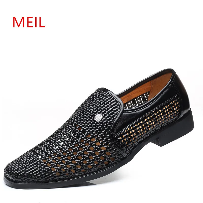 

2018 Brand Summer Men Hollow Out Formal Dress Shoes Men Quality Leather Wedding Loafers Shoes Men Office Business Oxford Shoes