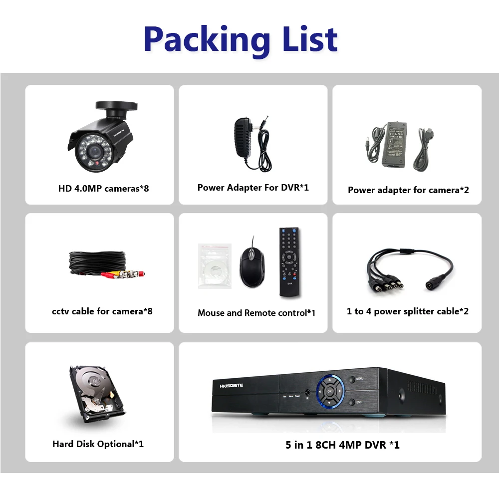 Home Security 8CH 4MP HDMI DVR Outdoor AHD 4MP CCTV Camera System 8 Channel Video Surveillance Night Vision Kit With NO HDD Home Security 8CH 4MP HDMI DVR Outdoor AHD 4MP CCTV Camera System 8 Channel Video Surveillance Night Vision Kit With NO HDD