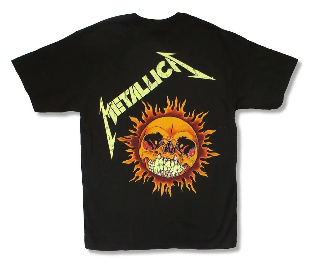 Metallica Flaming Skull Pushead Schwarz 