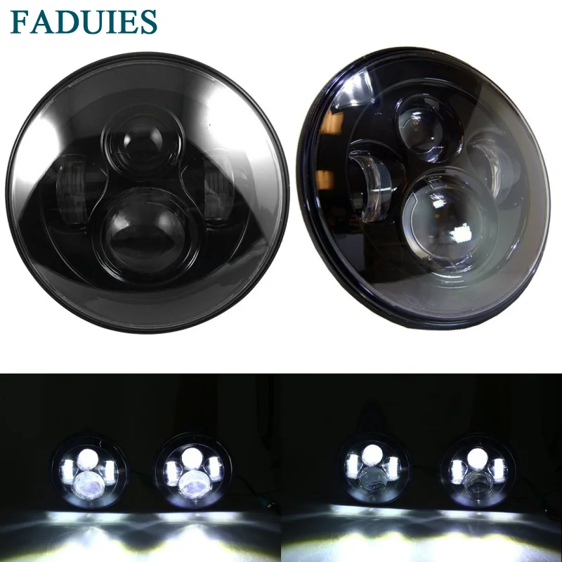 FADUIES 2Psc 7 дюймов 40 Вт круглый Hi/короче спереди и длиннее сзади) луч Черный проектор
