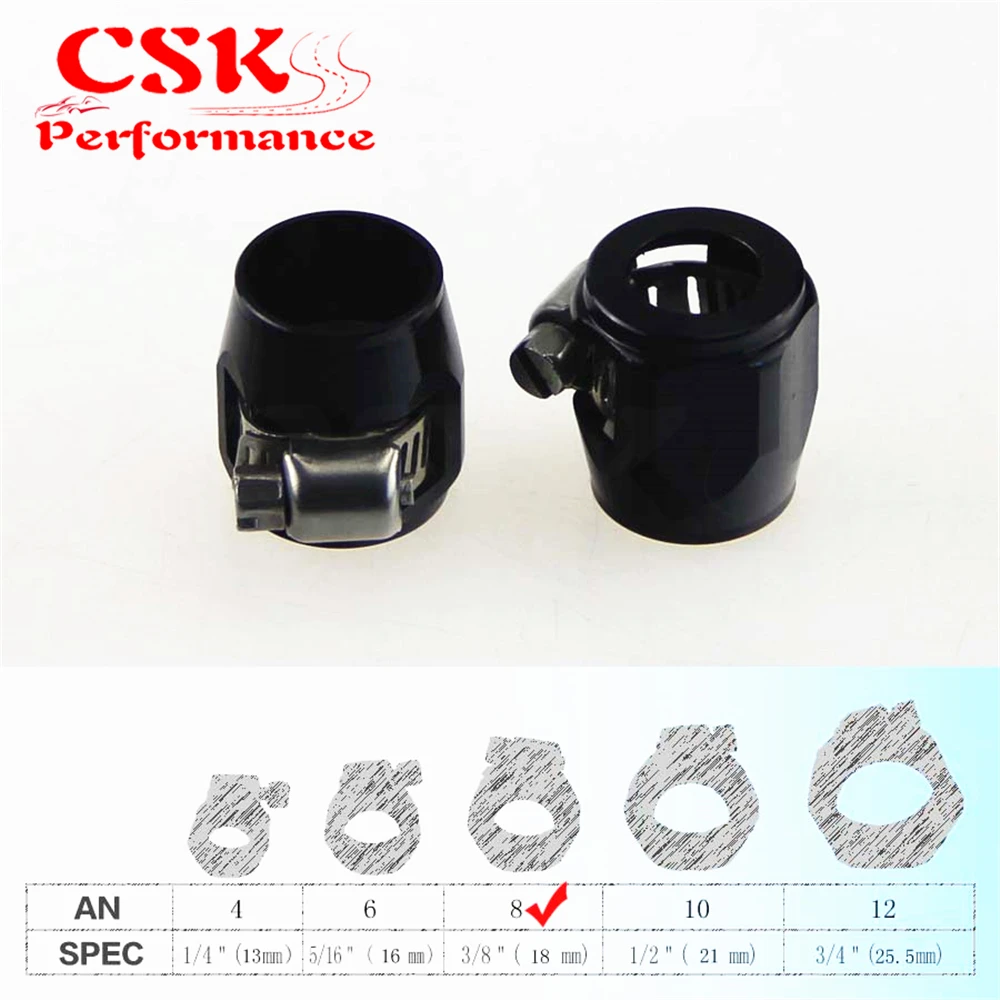 2pcs AN8 18mm ID Fuel Hose Line End Cover Clamp Finisher Fitting Blue