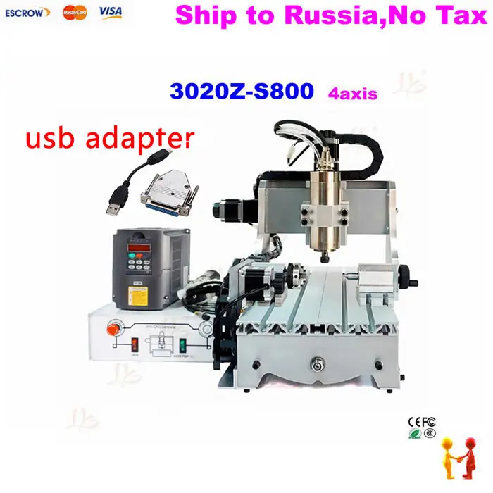 

(NO TAX TO Russia) 800W mini cnc engraving machine 3020 rotary axis with parallel transfer to USB port