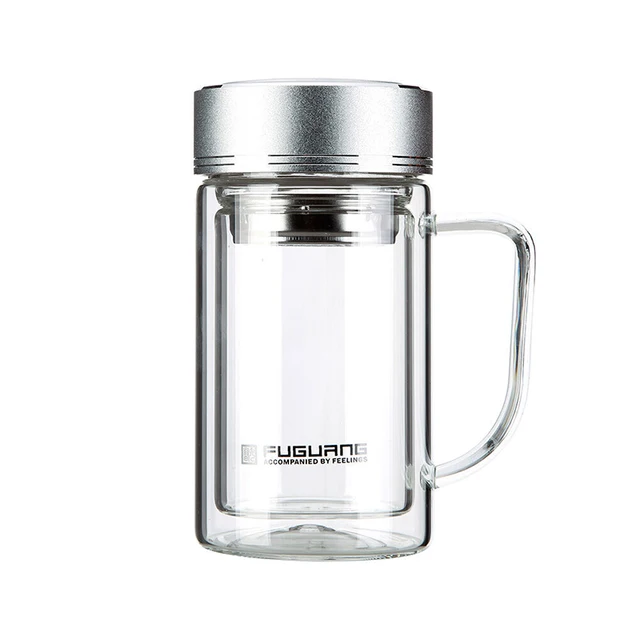 Clear Gl Jar With Handle Drink Water Bottle Tea Infuser Filter Clear Gl Jar With Handle Drink Water Bottle Tea Infuser Filter Coffee Tumbler Travel Mug Double