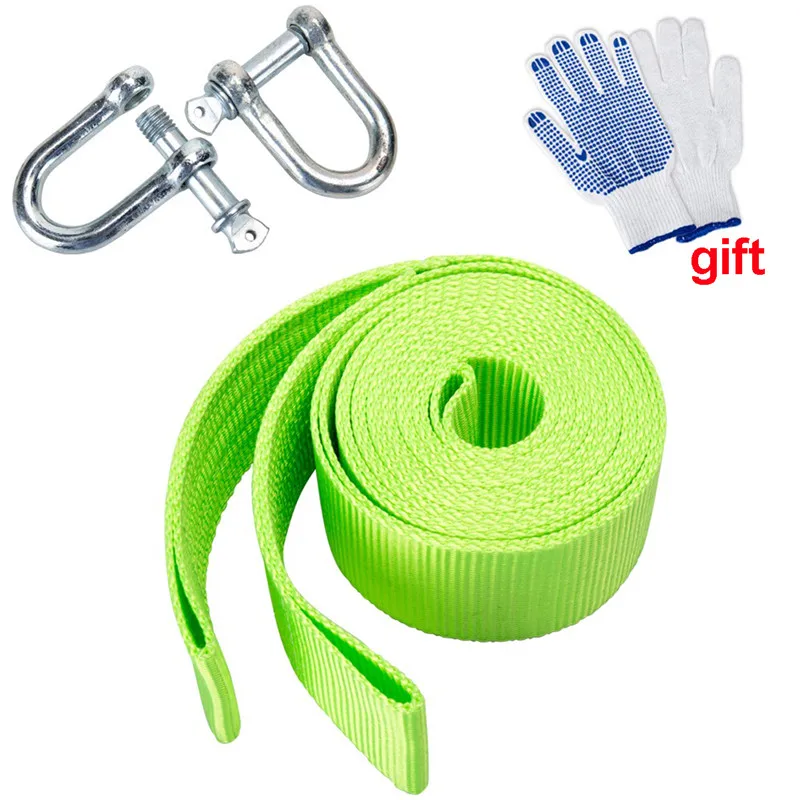 High Strength synthetic rope 4m tow cable Strap Green Racing Car Towing Rope With Hook For Heavy