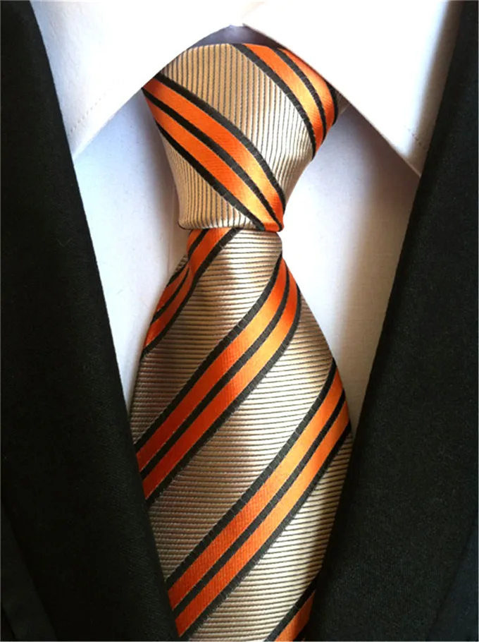 SCST бренд Corbatas Gravata 8 см тонкий мужской s Свадебные Галстуки Золотые желтые полосатые шелковые галстуки для мужчин галстук черный A031 - Цвет: Y100