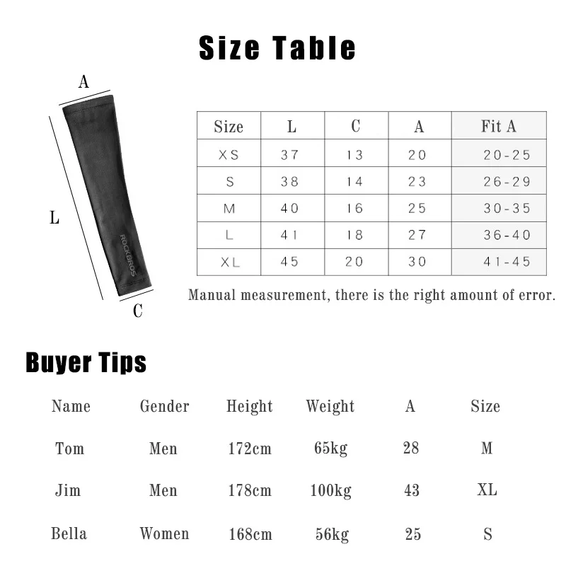 ROCKBROS Cycling Ice Fabric Running Camping Arm Warmers Basketball Sleeve Arm Sleeve Outdoor Sports Sleeves Summer Safety Gear