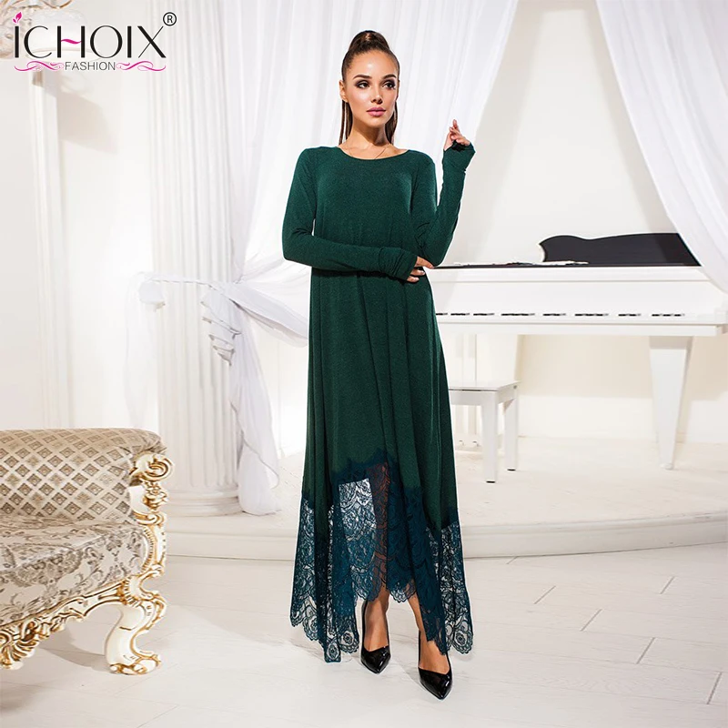 Maxi Long Lace Dress For Autumn winter Vintage