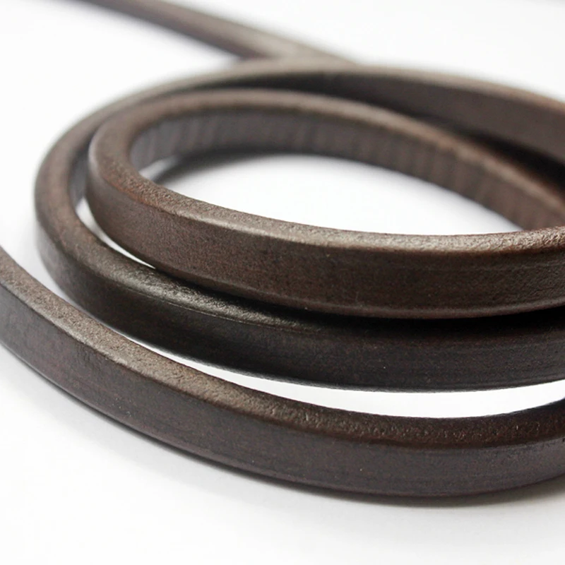 

AaaZee 1 Yard Distressed Dark Brown 10mmx6mm Licorice Flat Leather, Oval Licorice Cord for DIY Bracelet Jewelry