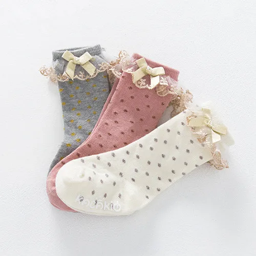 

Children Baby Girl Socks Cartoon Lace leg warmers knee high anti slip Newborn Toddler Socks For infant Warm Long Sock 1 Pairs