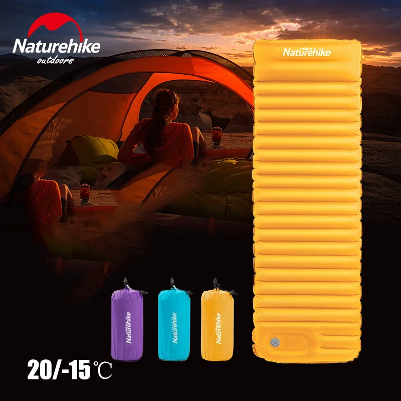 Naturehike NH18Q001-D Outdoor Push Inflatable Camping Mat for Tent Cold Waterproof Sleeping Pad Picnic Folding Mattress Winter | Спорт и