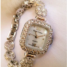 Женское платье часы Дамы Италия Королевская корона бренд серебряные Стразы Наручные часы Япония движение драгоценность AAA кубический цирконий