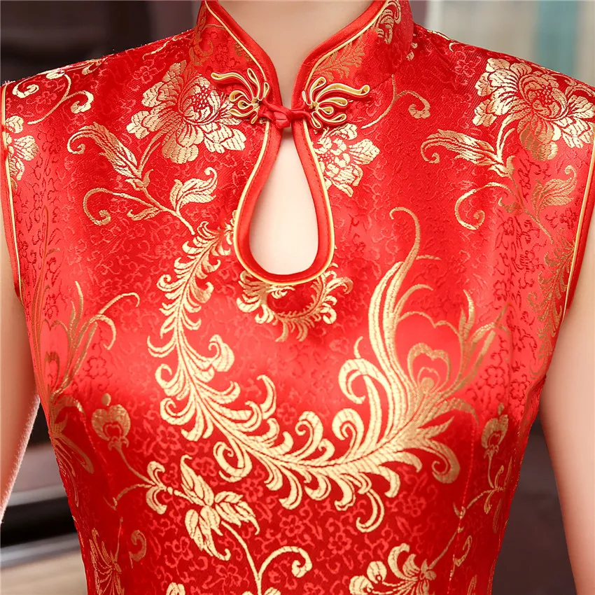 Women Sleeveless Dress Cheongsam Mandarin Collar Qipao Evening Party Dress chinese dress