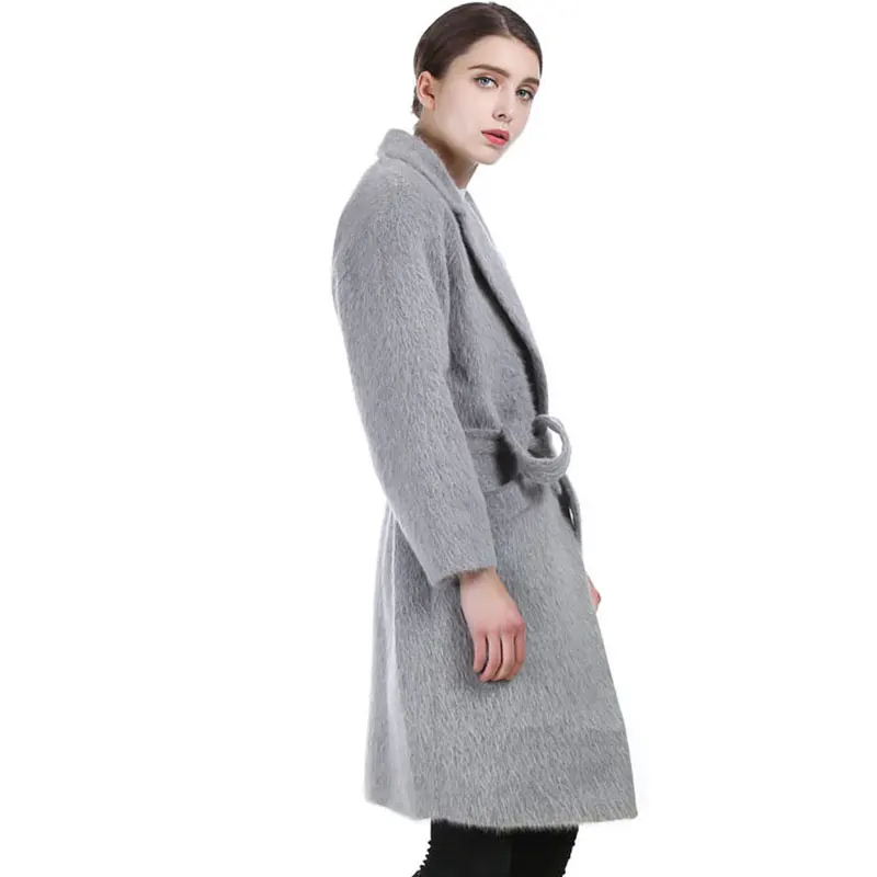 Casaco Femmes En Gris Manteau Nouveau Kjgrayminkfur De Longue Veste 2017 Feminino Vison Mélanges Manteaux D'hiver Fourrure Femme Laine Cachemire xxarnf