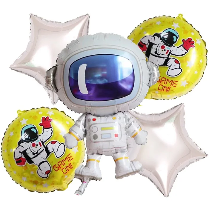 Космические вечерние космонавты и ракеты корабль фольгированные шары Галактика/Солнечная система тема вечерние для мальчиков детские украшения на день рождения - Цвет: 5pcs