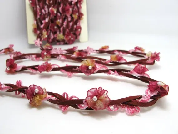 Braided Niva Rococo Trim with Faux Suede Leather|Braided Twine|Twisted Cord|Headband Trim|Vine Trim|Floral Decorative Ribbon | Дом и сад