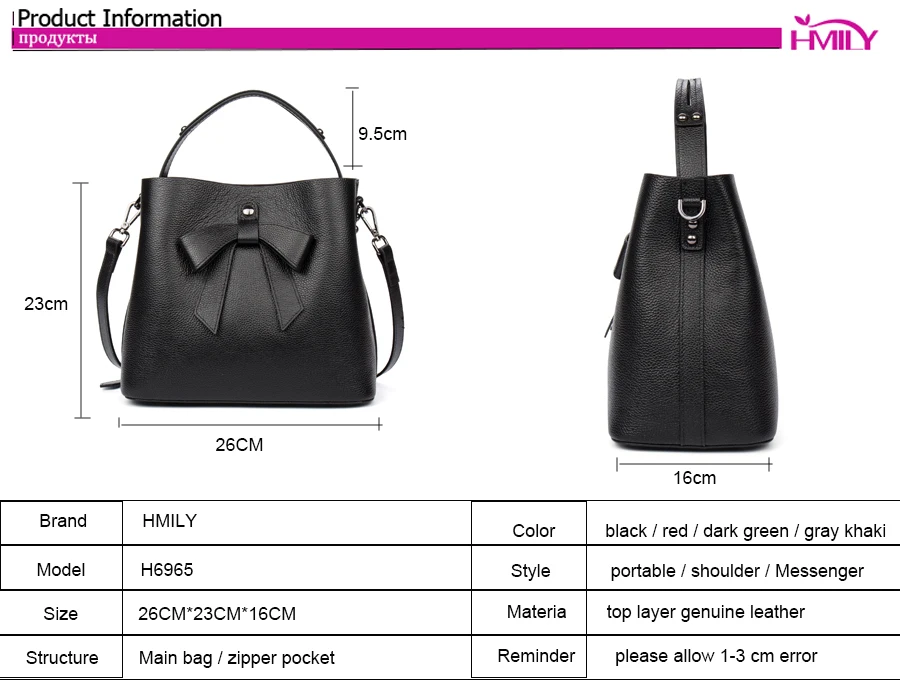 HMILY Mulheres Bolsa Genuíno Mensageiro Saco de