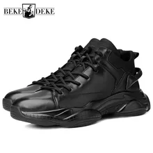 Fashion Cool Men Shoes High Quality Genuine Leather Winter Sneakers Black Luxury Brand Flats Casual Ankle Boots Erkek Ayakkabi