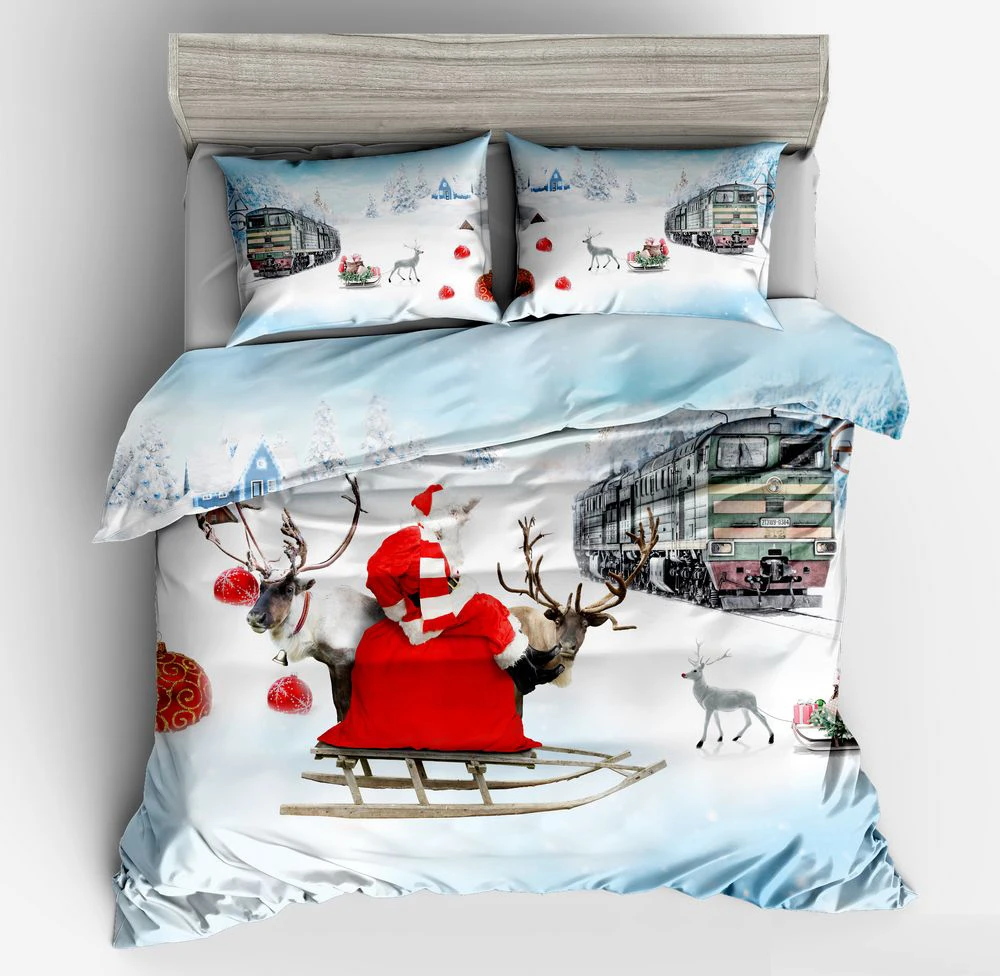 ثلج ديكور 3d الفراش مجموعات الشتاء شجرة الشمس المطبوعة غطاء لحاف وسادة القضية للكبار والأطفال 2/3 قطع أغطية نوم