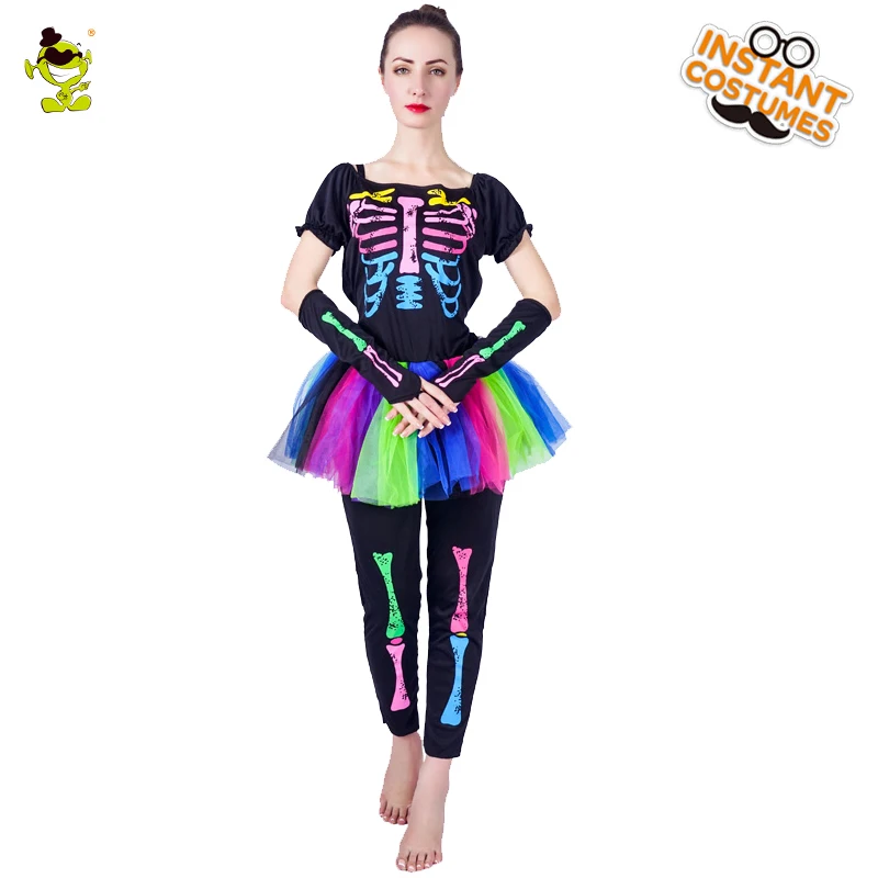 Женский костюм скелет яркий для Хэллоуина в стиле дня мертвецов|fancy dress costume|costume