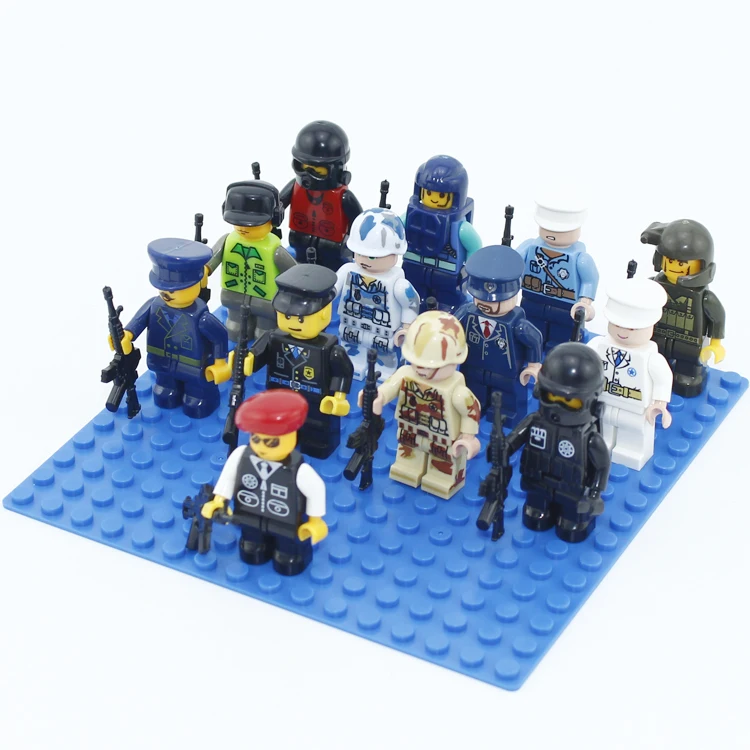  Military SWAT POLICE Figures Building Blocks Beach Head Team Kayak Special Forces Villain Kids Toy 