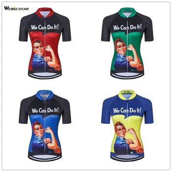 

2018 Women Cycling Jersey Clothing Cartoon Cool Bike Wear MTB Summer Short Sleeve Cycling Clothing Cycle Breathable Pretty Tops