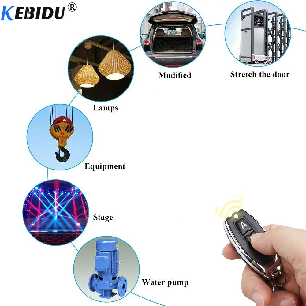 

kebidu Universal Wireless Remote Control 433Mhz Switch DC 12V 1CH relay Receiver Module RF Transmitter