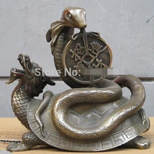 Китайский Фэншуй бронзовые деньги Лаки змея на Статуя Дракона черепахи