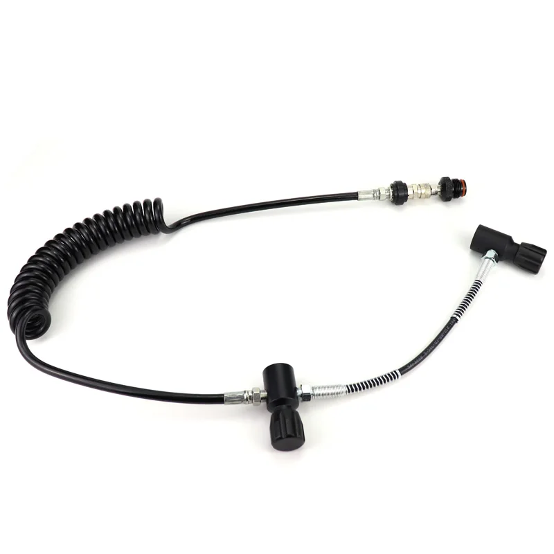 

New Paintball Air Gun Airsoft PCP Air Rifle Double Tank Coil Remote Hose (2.5M) With Slide Check Quick Disconnect