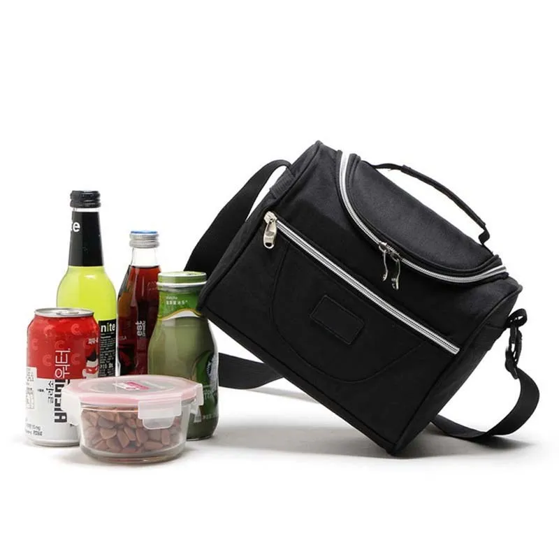 

NIBESSER High Quality Double Zipper Lunch Bag Thermal Lunchbox Oil Painting Thermo Bag For Food Picnic Portable Cooler Lunch Box