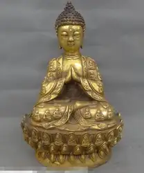 S5337 12 "Тибет Бронзовый свинка буддийский Шакьямуни халат Джосс Будда Шакьямуни сиденье статуя
