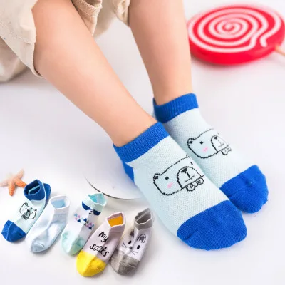 5 пар/лот, Летний стиль для новорожденных, сетчатый со стразами, хлопковые носки-лодочки тонкие носки для девочек, хлопковые носки в полоску для маленьких мальчиков - Цвет: 9