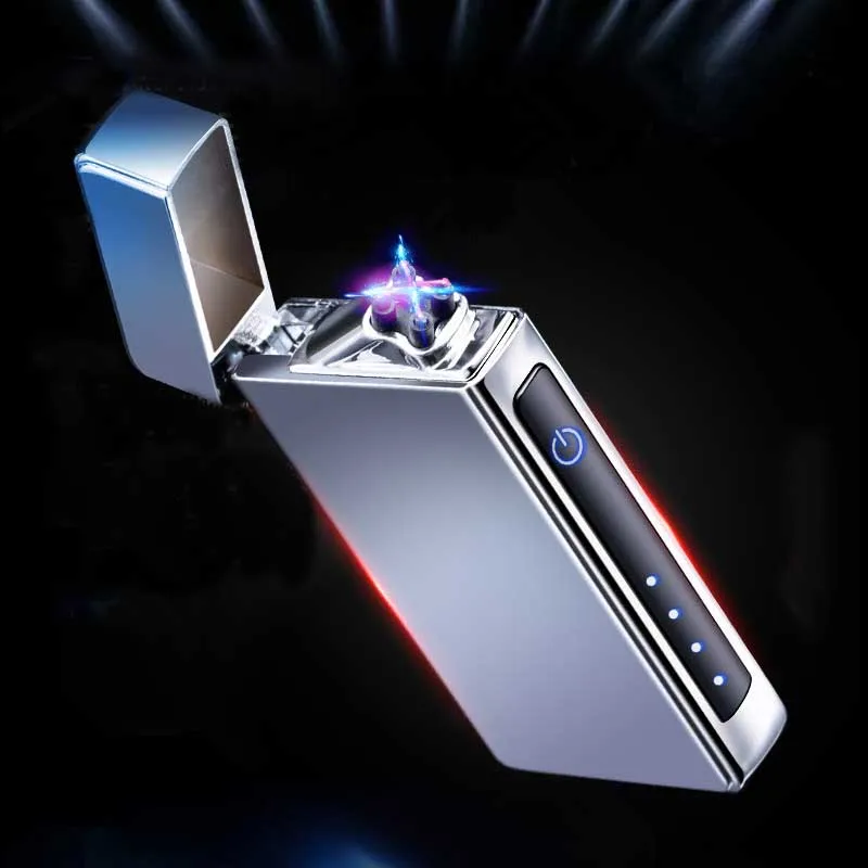Подарки 2019 зажигалка с двойной дугой и отпечатком пальца USB металлическая